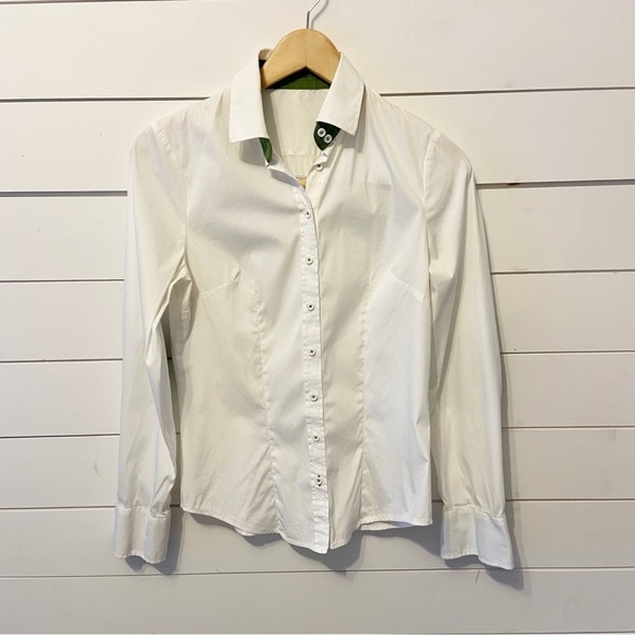 Gorsuch | Women’s White Casual Button down w/ Green elbow patch Size Small - Picture 1 of 11